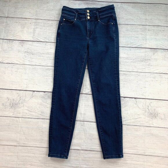 Ann Taylor Jeans sz 4 The Skinny Dark Wash Inseam 27.5" High Rise - Picture 1 of 11